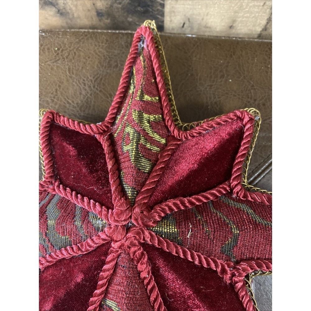Vintage Kurt Adler 8-Point Star Christmas Tree Topper Red Velvet Gold Cord 12" - Picture 13 of 16